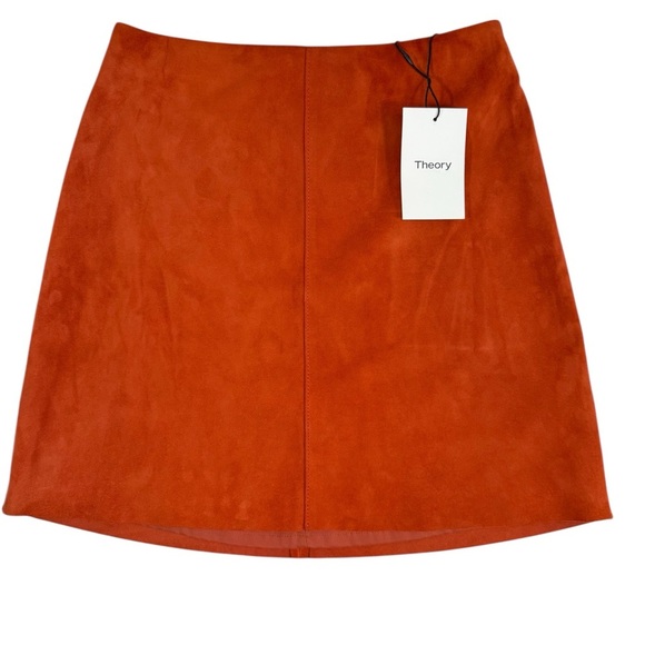 Theory 100% Lamb Leather Suede Mini Skirt. Size 0 - Picture 2 of 11